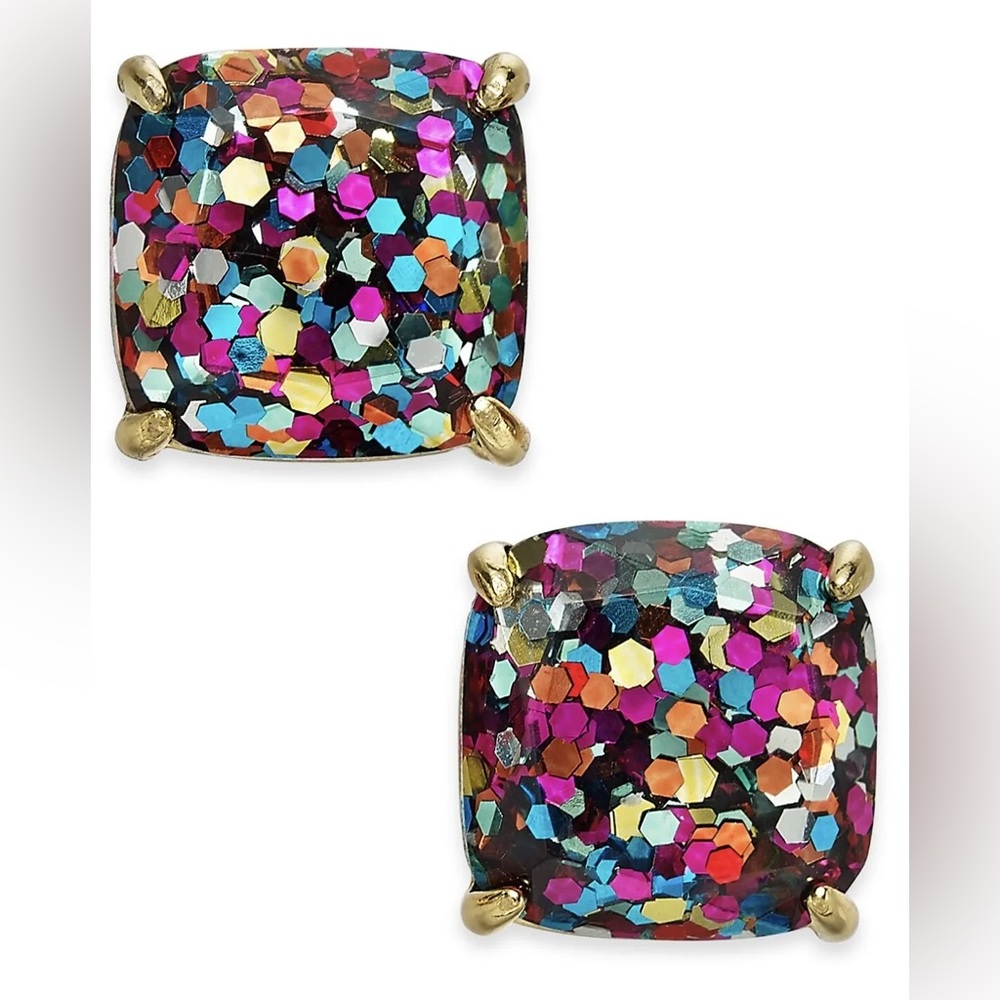 Kate Spade Square Glitter Small Stud Earrings